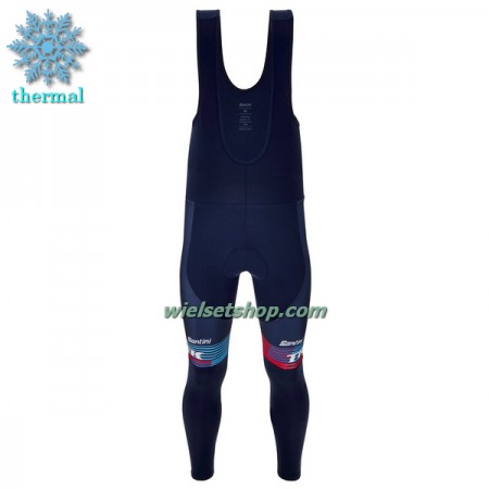 Fietsbroek Lang met Bretels 2023 Trek Factory Racing XC Winter Thermal Fleece - Donkerblauw